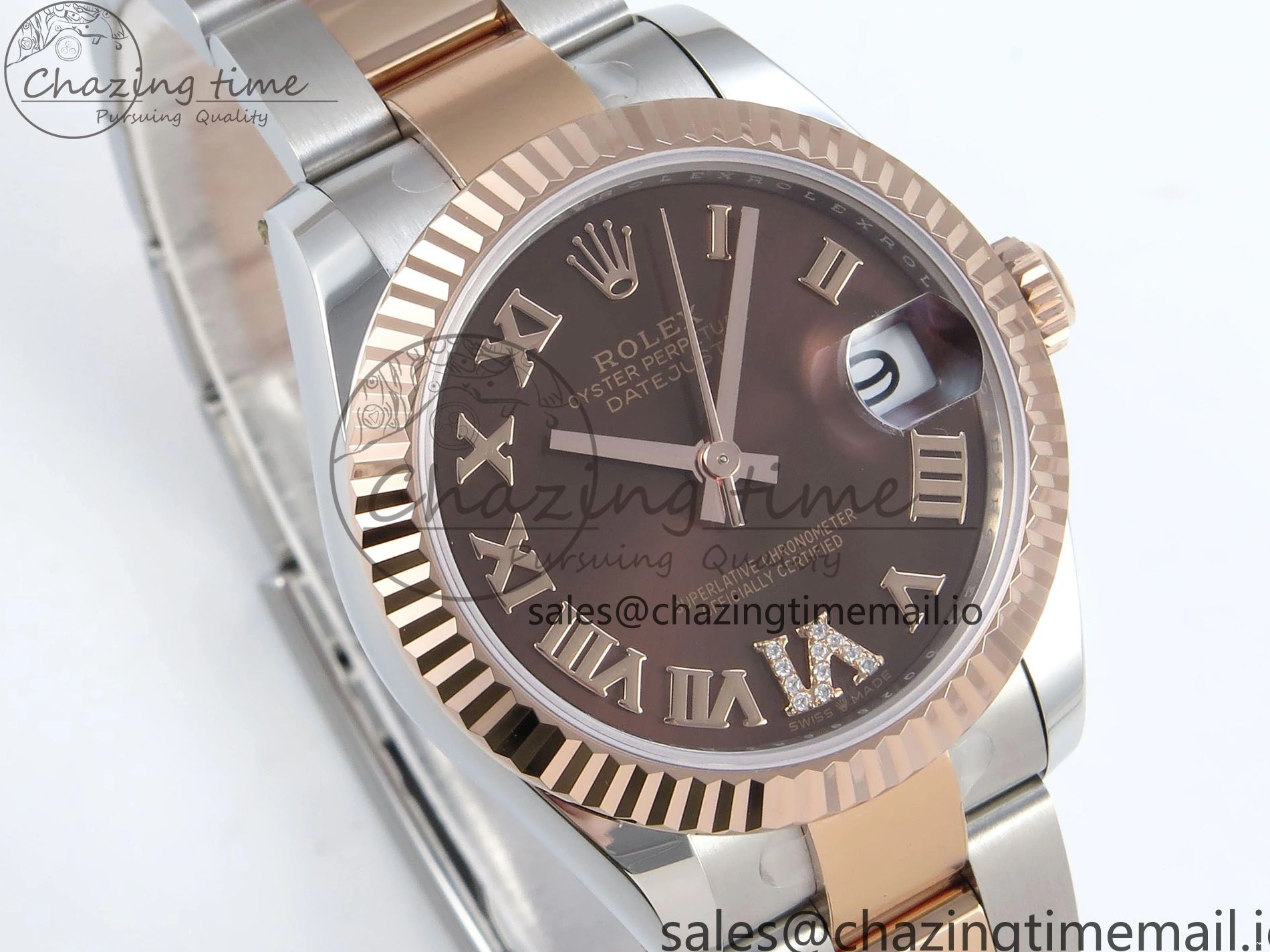 MiroTime 0504 DateJust 31 278271 ARF 1:1 Best Edition 904L Steel Brown Roman Diamonds Dial on SS RG Oyster Bracelet ETA SmartChoice 520